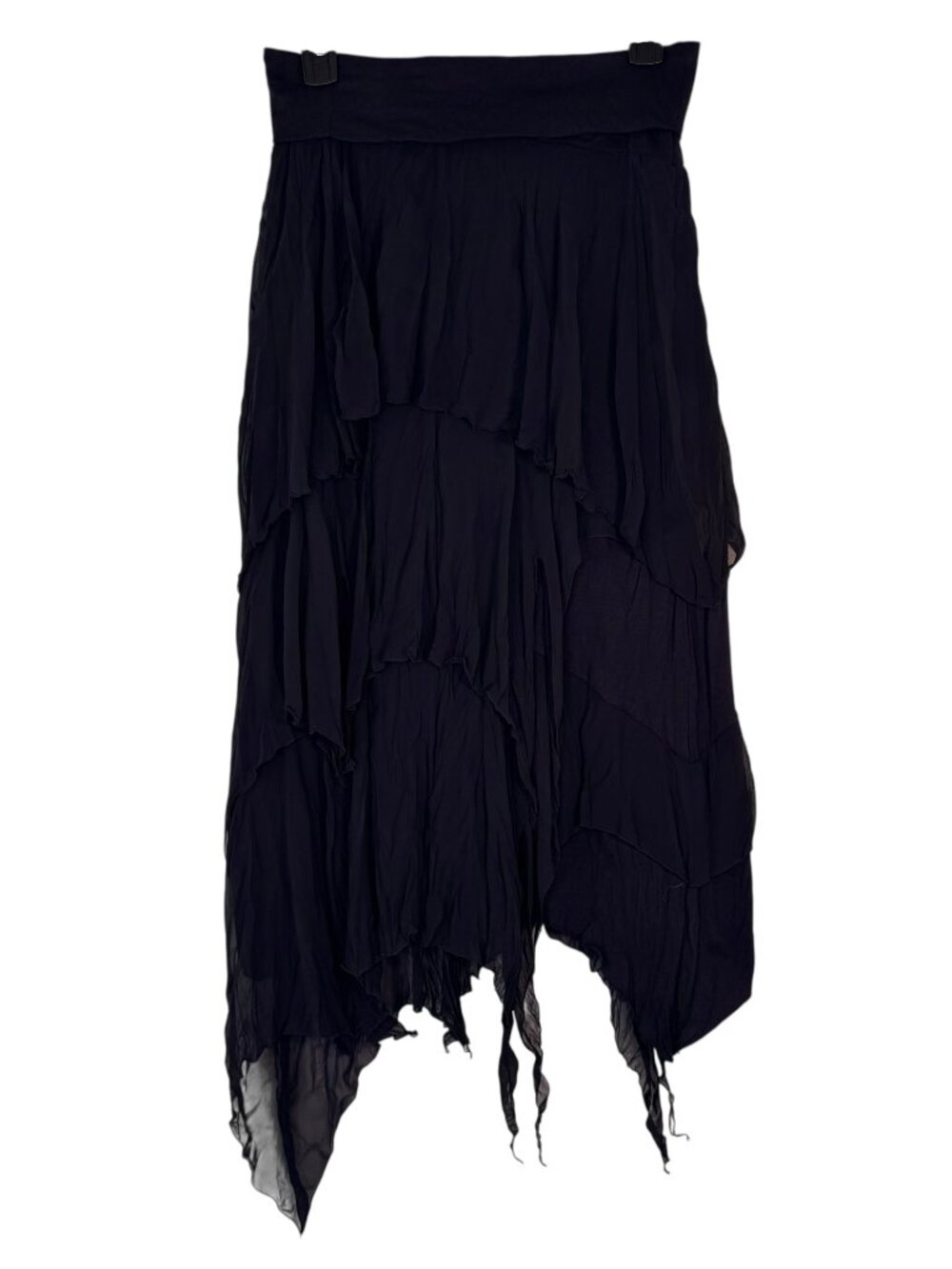 Amaranto Black Long Maxi Skirt Sheer Asymmetrical Witchy Goth Fairy Punk Grunge